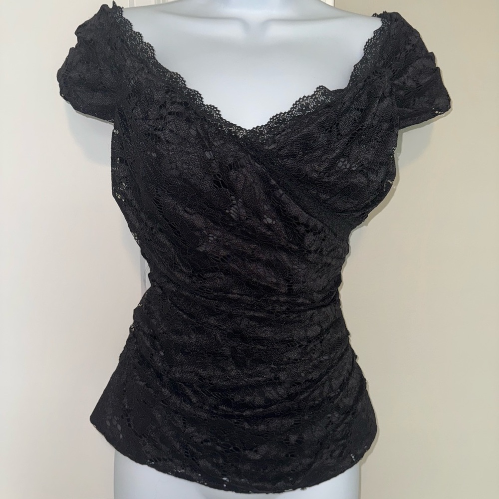Marciano Black Lace Off the Shoulder Top
